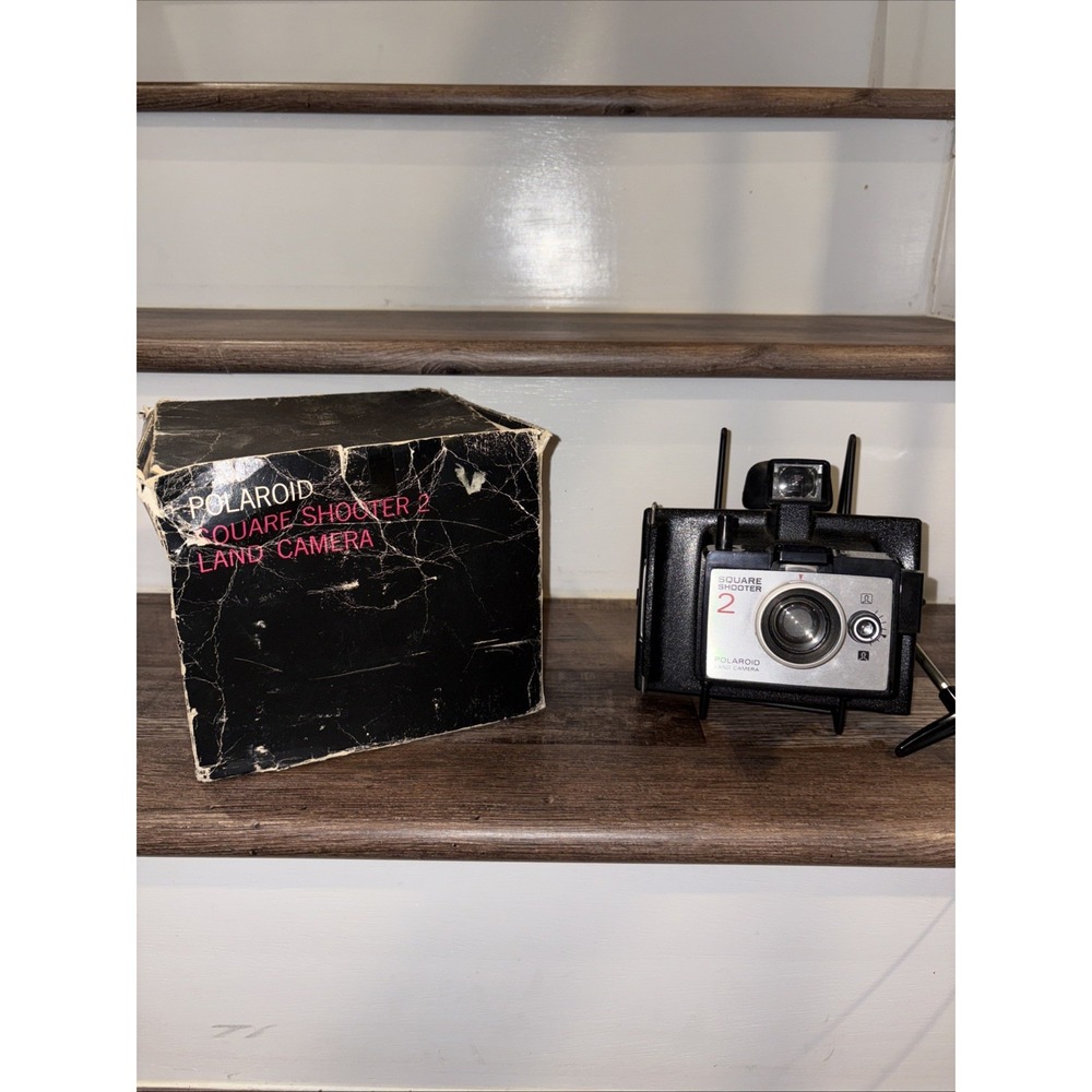1970s Polaroid Square Shooter 2 Instant Film Land Camera with Box -Untested